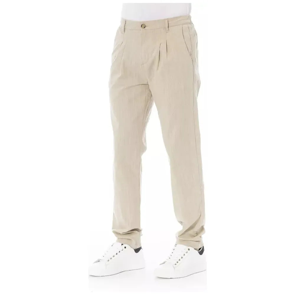 Baldinini Trend Beige Cotton Chino Pant for Elevated Style