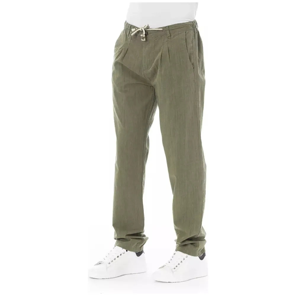 Baldinini Army Green Cotton Chino Trousers for Effortless Style