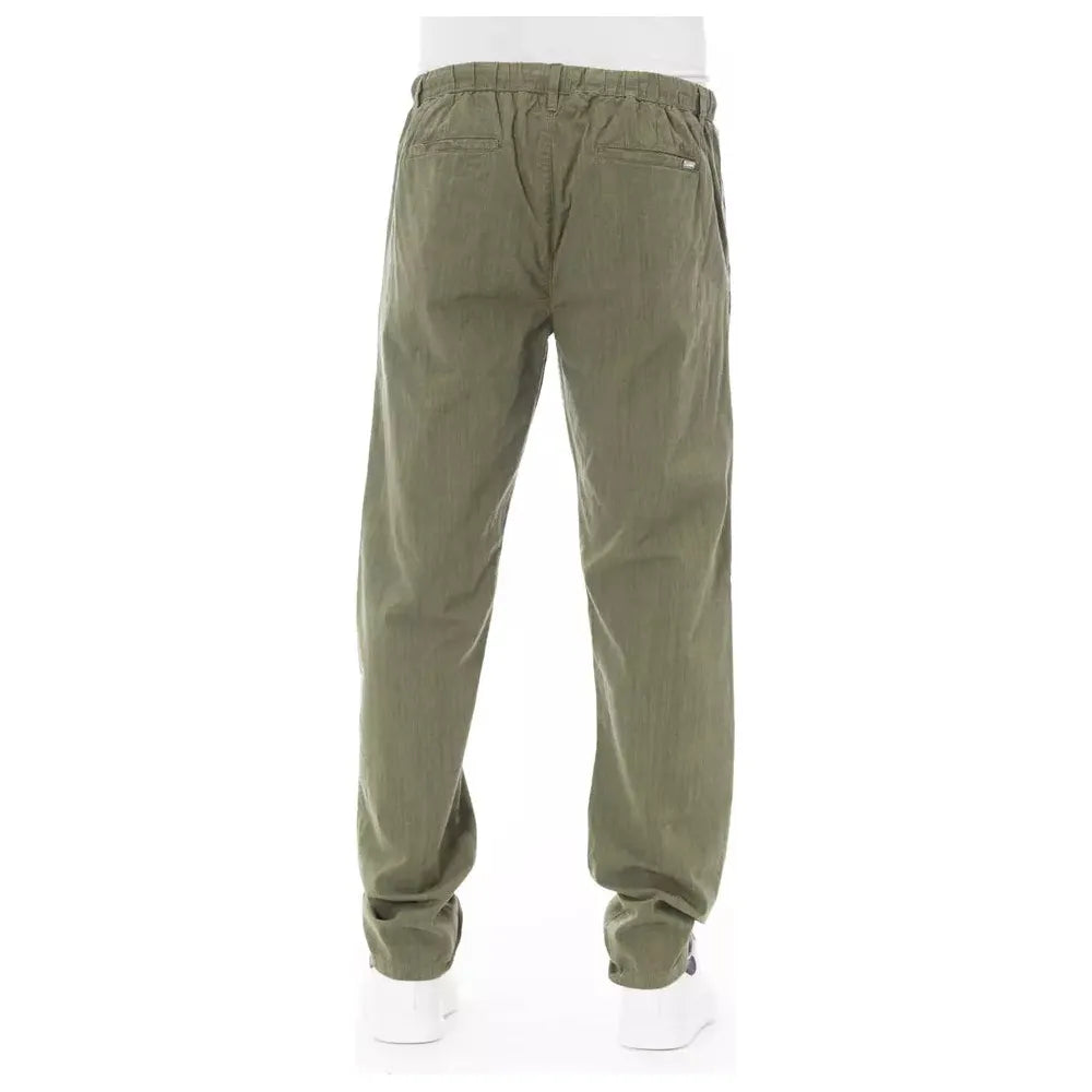 Baldinini Army Green Cotton Chino Trousers for Effortless Style