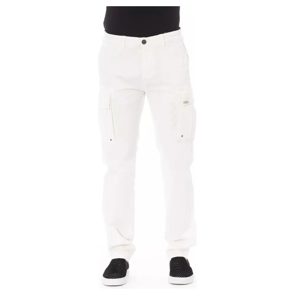 Baldinini White Cotton Cargo Trouser for Effortless Elegance