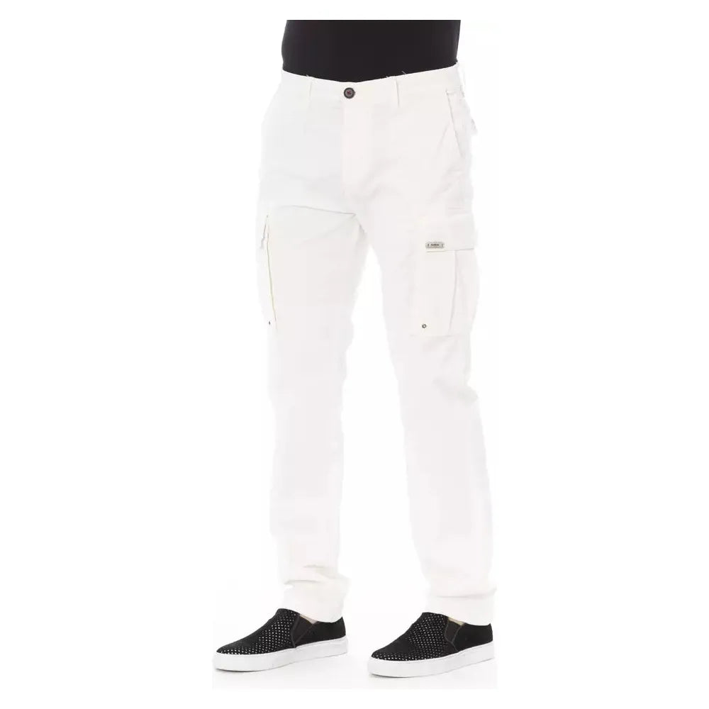 Baldinini White Cotton Cargo Trouser for Effortless Elegance