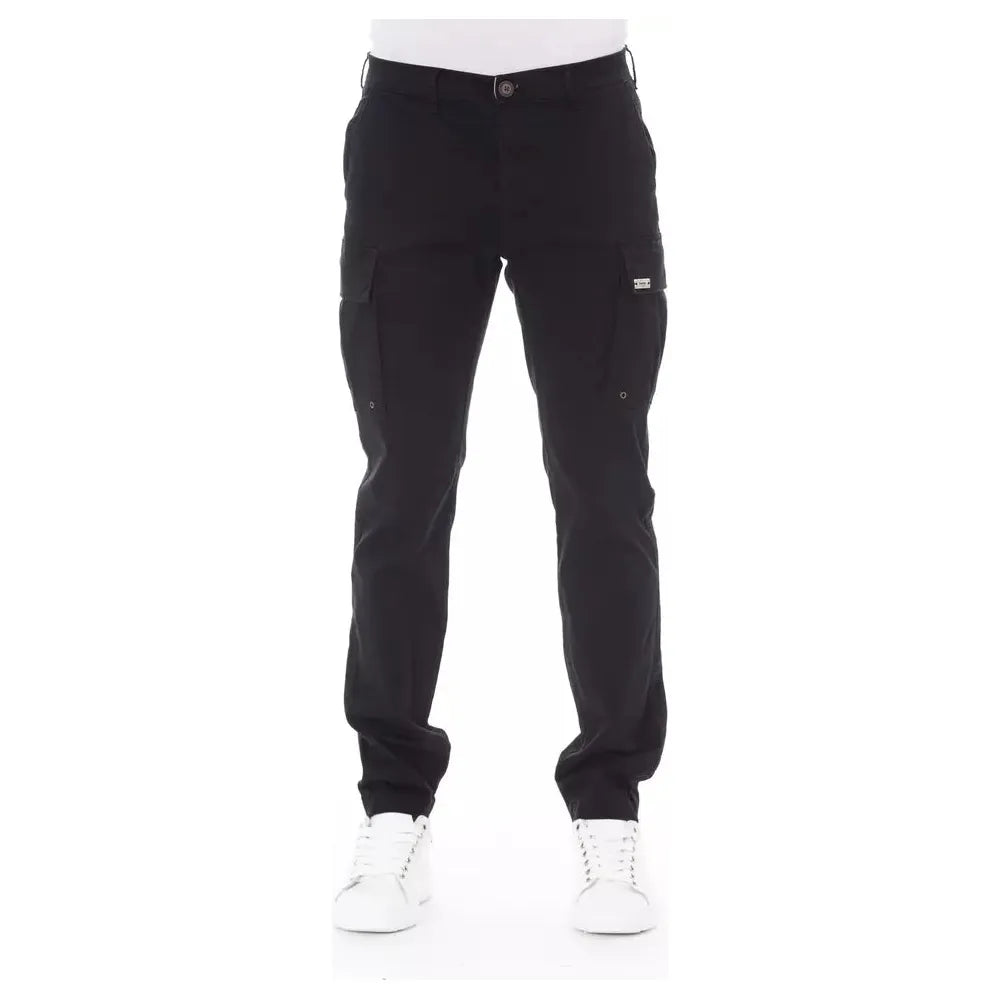 Baldinini Black Cotton Cargo Trouser for Elevated Style