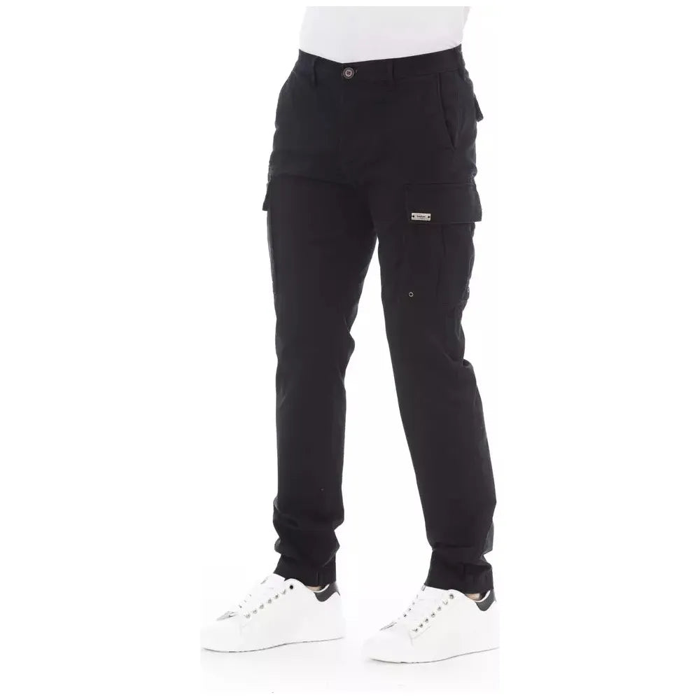 Baldinini Black Cotton Cargo Trouser for Elevated Style
