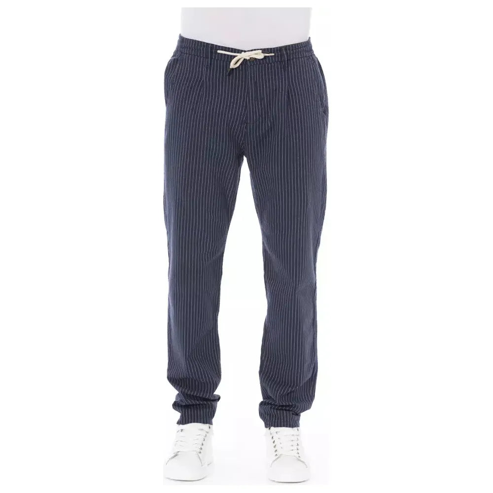 Baldinini Trend Blue Cotton Chino Trouser for Sophisticated Style