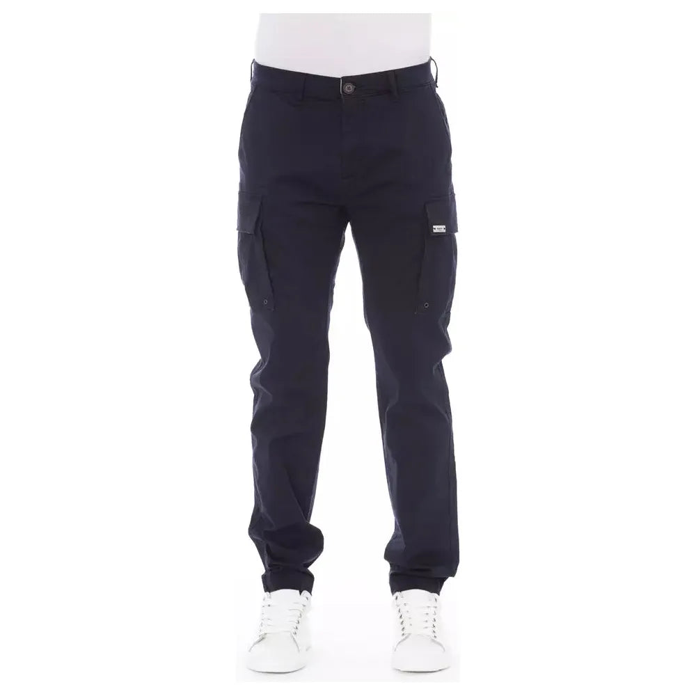 Baldinini Blue Cotton Cargo Trouser for Elevated Style