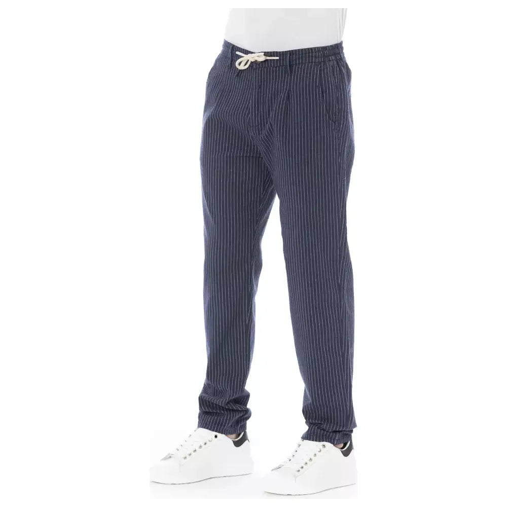 Baldinini Trend Blue Cotton Chino Trouser for Sophisticated Style