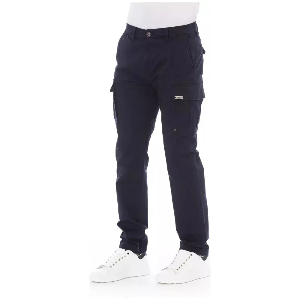 Baldinini Blue Cotton Cargo Trouser for Elevated Style