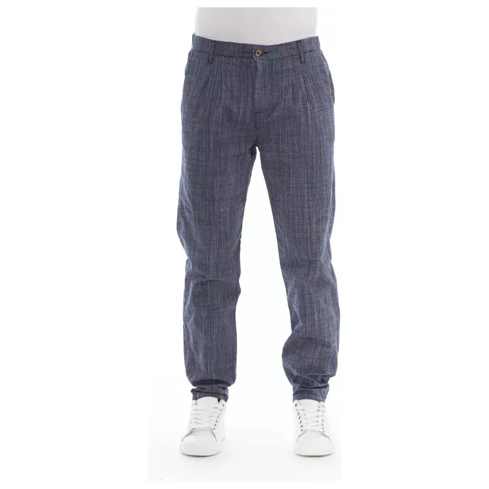 Baldinini Trend Blue Cotton Chino Trouser for Effortless Elegance