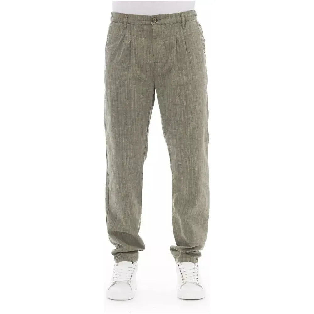 Baldinini Army Green Cotton Chino Pant for Effortless Elegance
