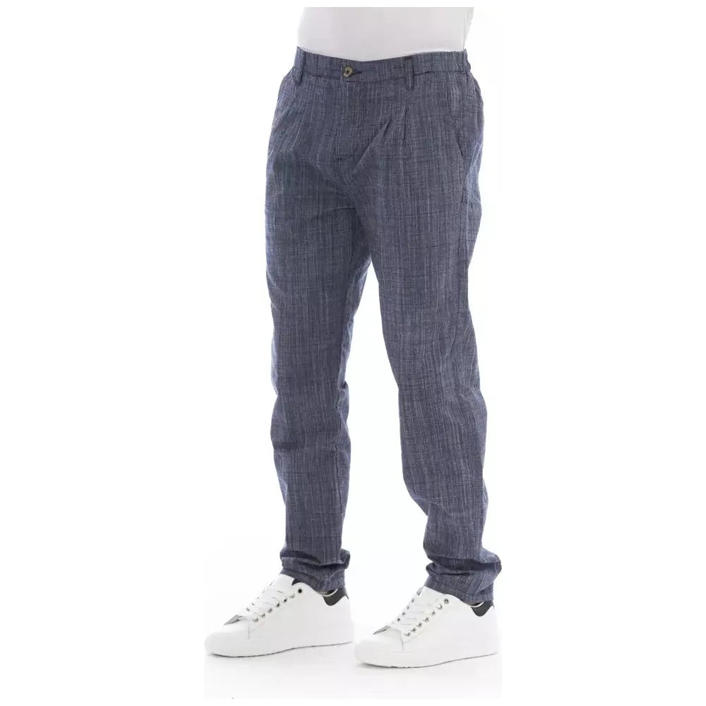 Baldinini Trend Blue Cotton Chino Trouser for Effortless Elegance