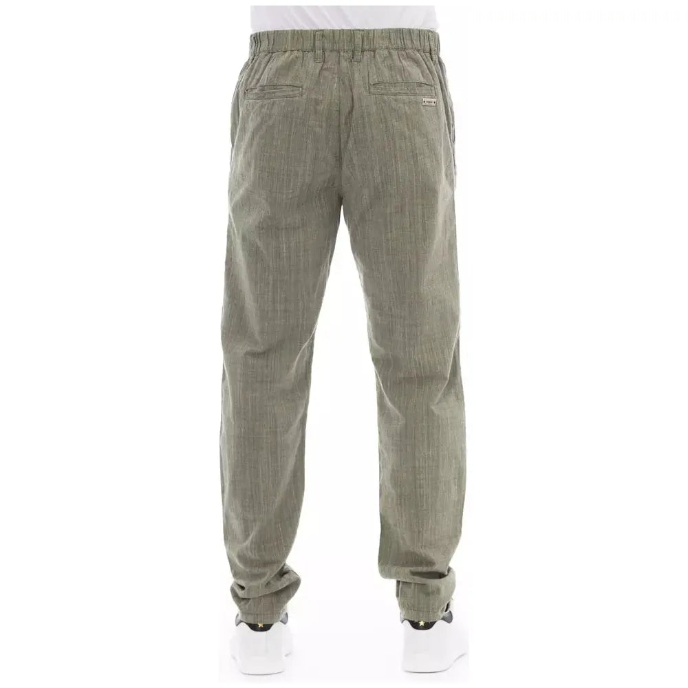 Baldinini Army Green Cotton Chino Pant for Effortless Elegance