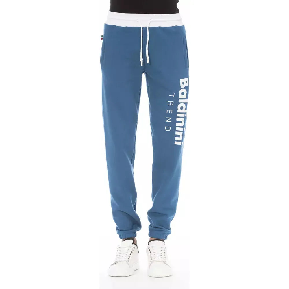 Baldinini Trend Blue Cotton Sport Pant for Elevated Style