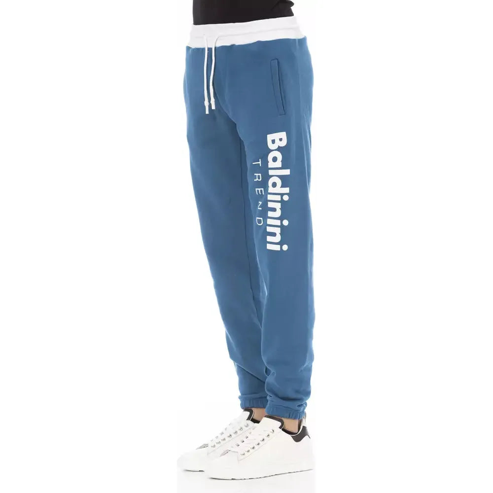 Baldinini Trend Blue Cotton Sport Pant for Elevated Style