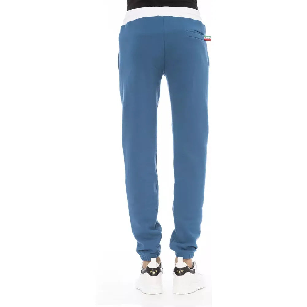 Baldinini Trend Blue Cotton Sport Pant for Elevated Style