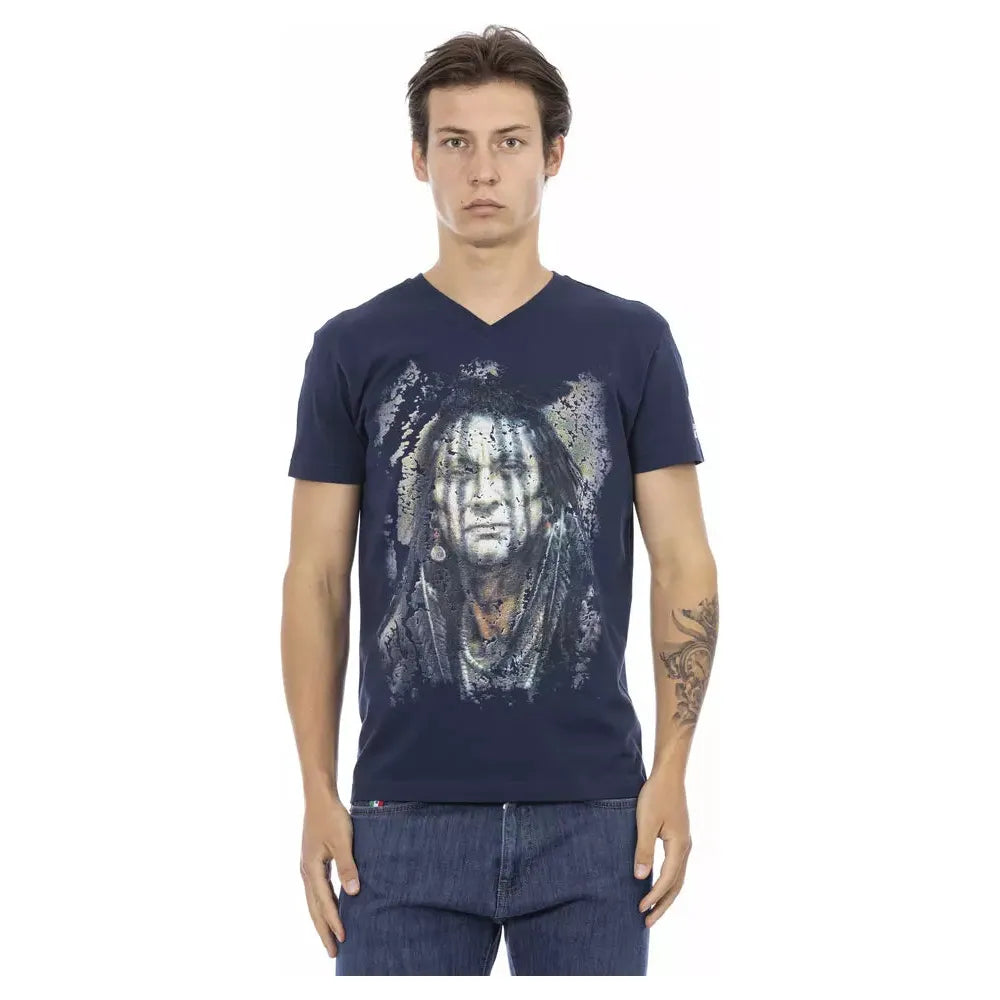 Trussardi Action Blue Cotton T-Shirt for Effortless Elegance