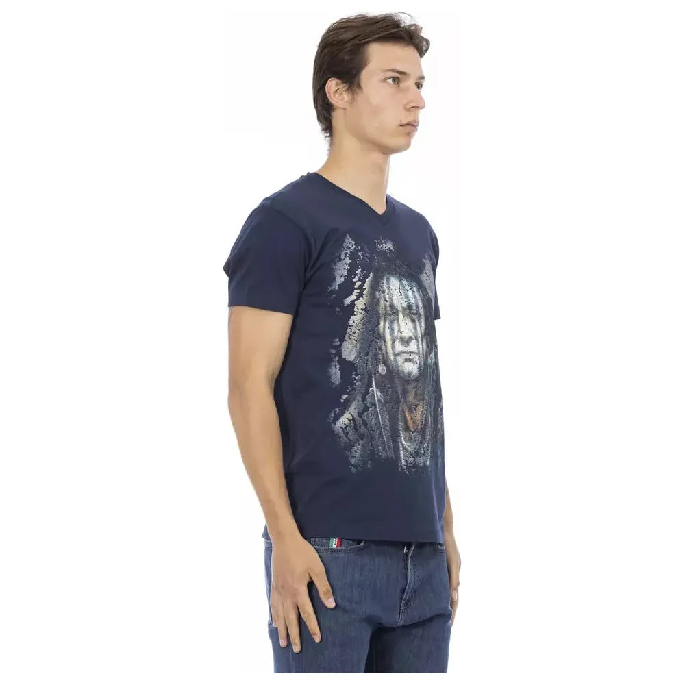 Trussardi Action Blue Cotton T-Shirt for Effortless Elegance