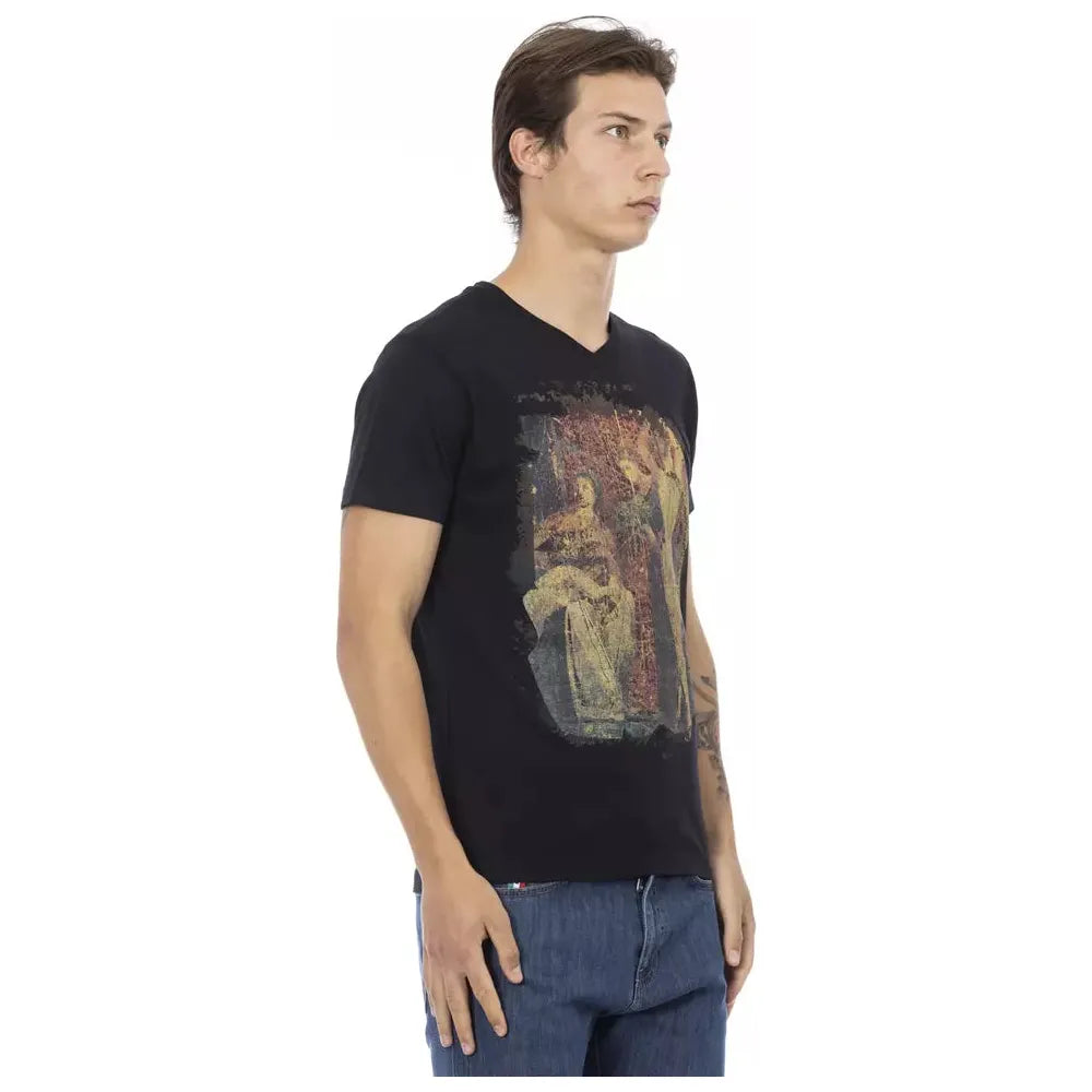 Trussardi Action Black Cotton T-Shirt for Elevated Style