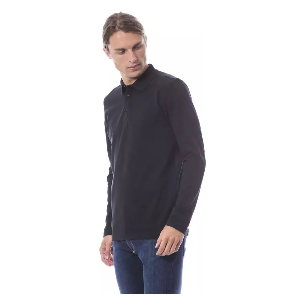 Verri Black Cotton Long Sleeve Polo Shirt Elegance