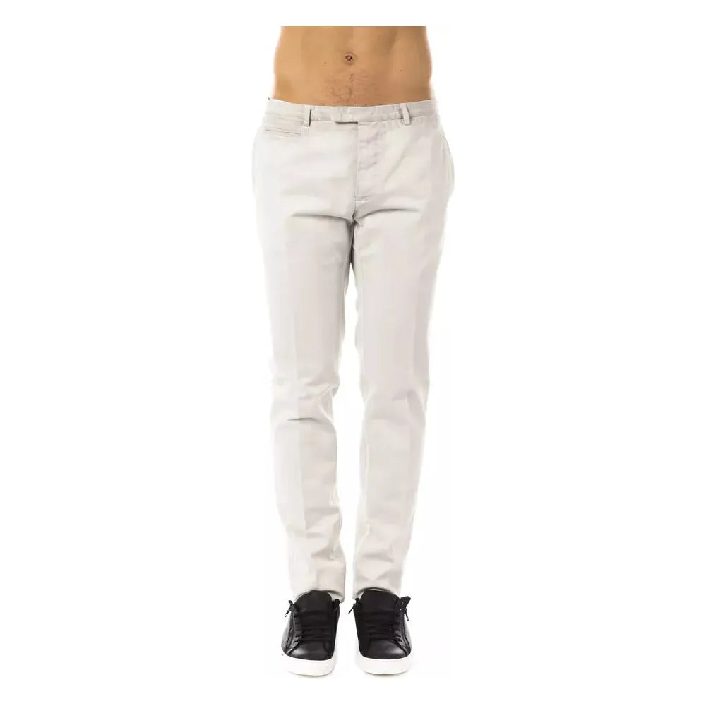 Uominitaliani Gray Cotton Casual Pant for Effortless Elegance