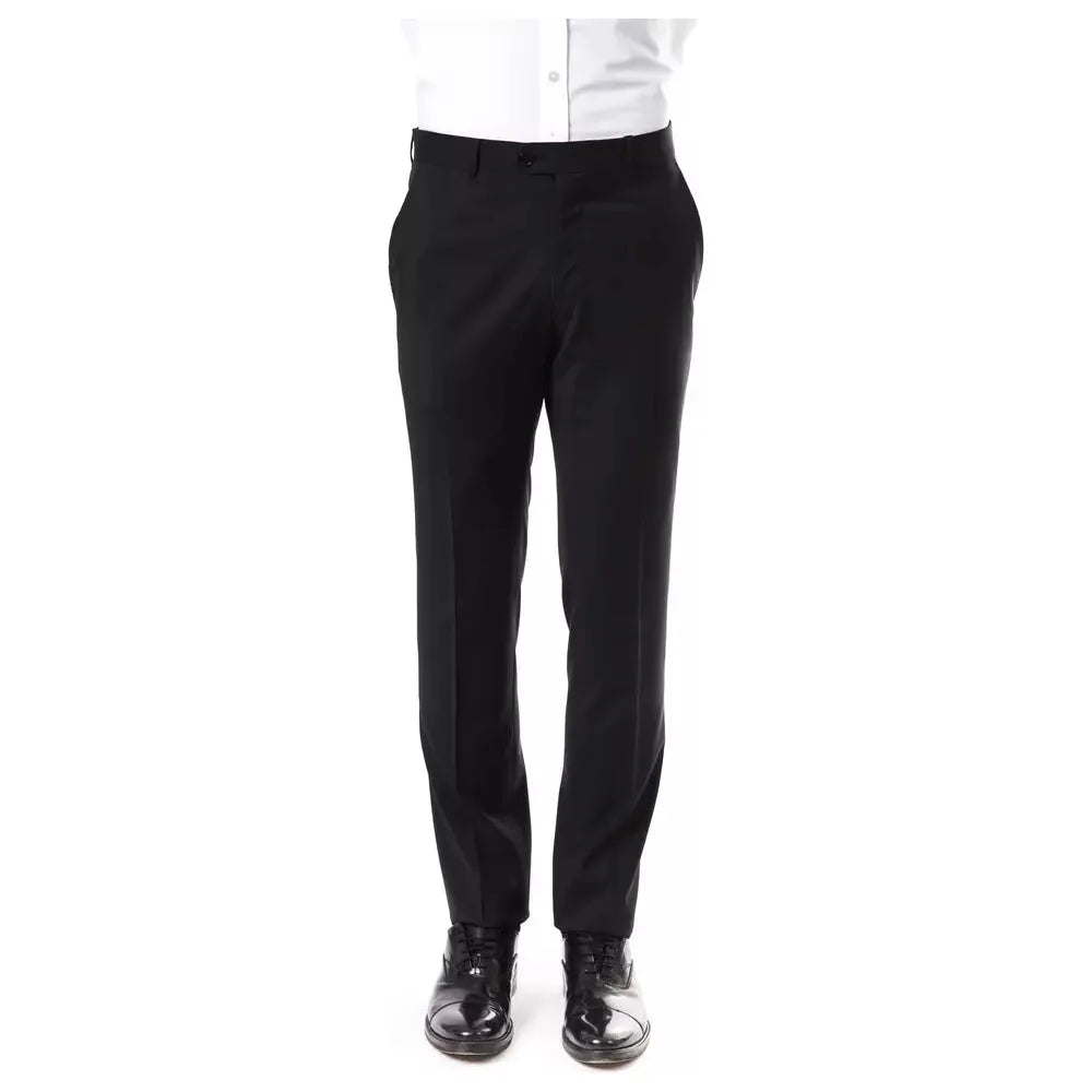 Uominitaliani Gray Wool Suit Pant for Timeless Elegance