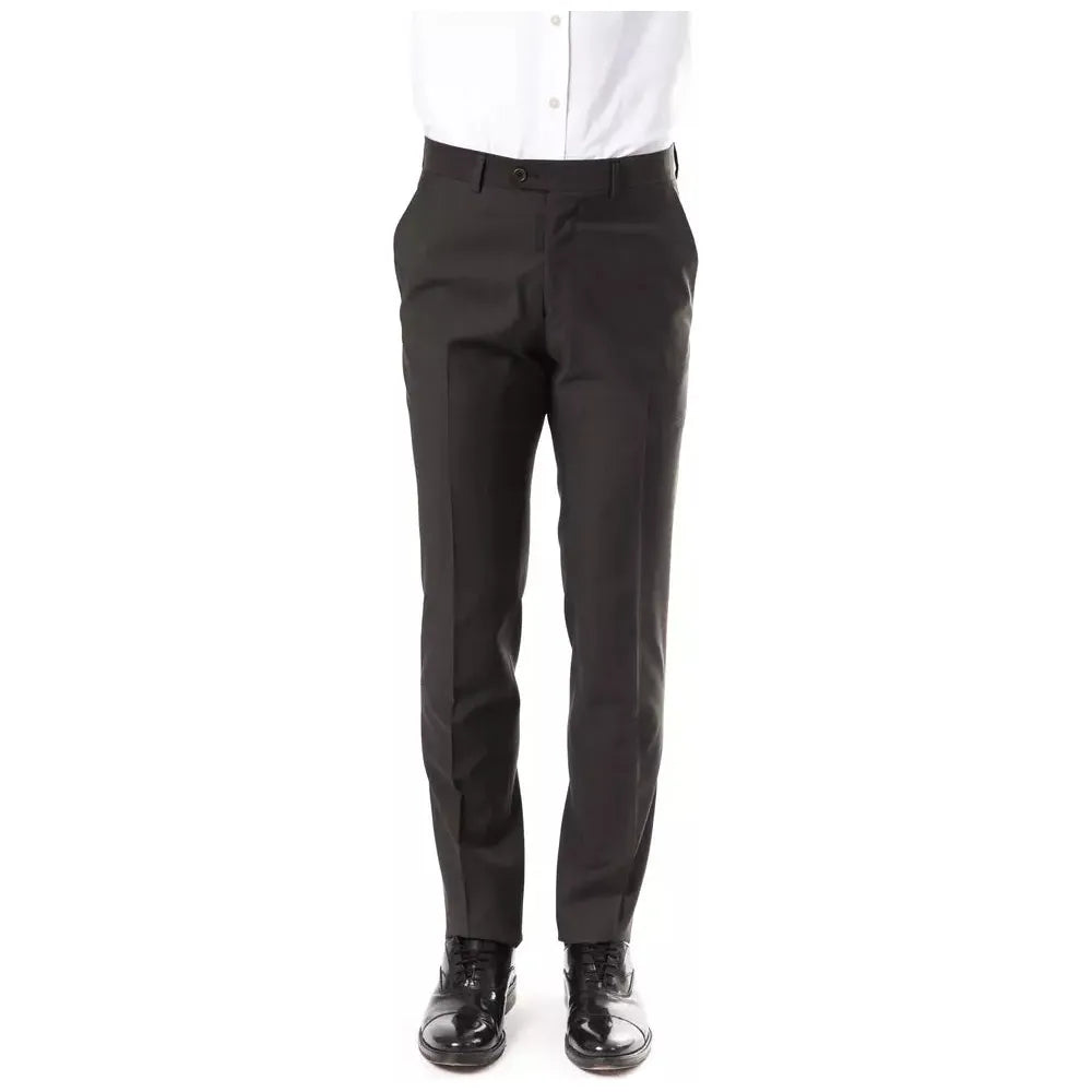 Uominitaliani Gray Wool Suit Pant for Timeless Elegance