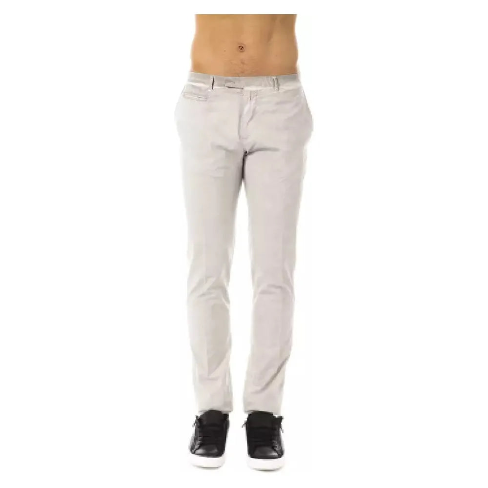 Uominitaliani Gray Cotton Casual Pant for Timeless Elegance