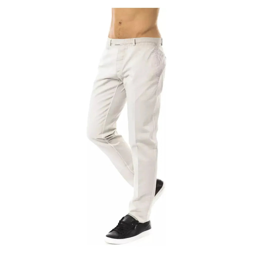 Uominitaliani Gray Cotton Casual Pant for Effortless Elegance