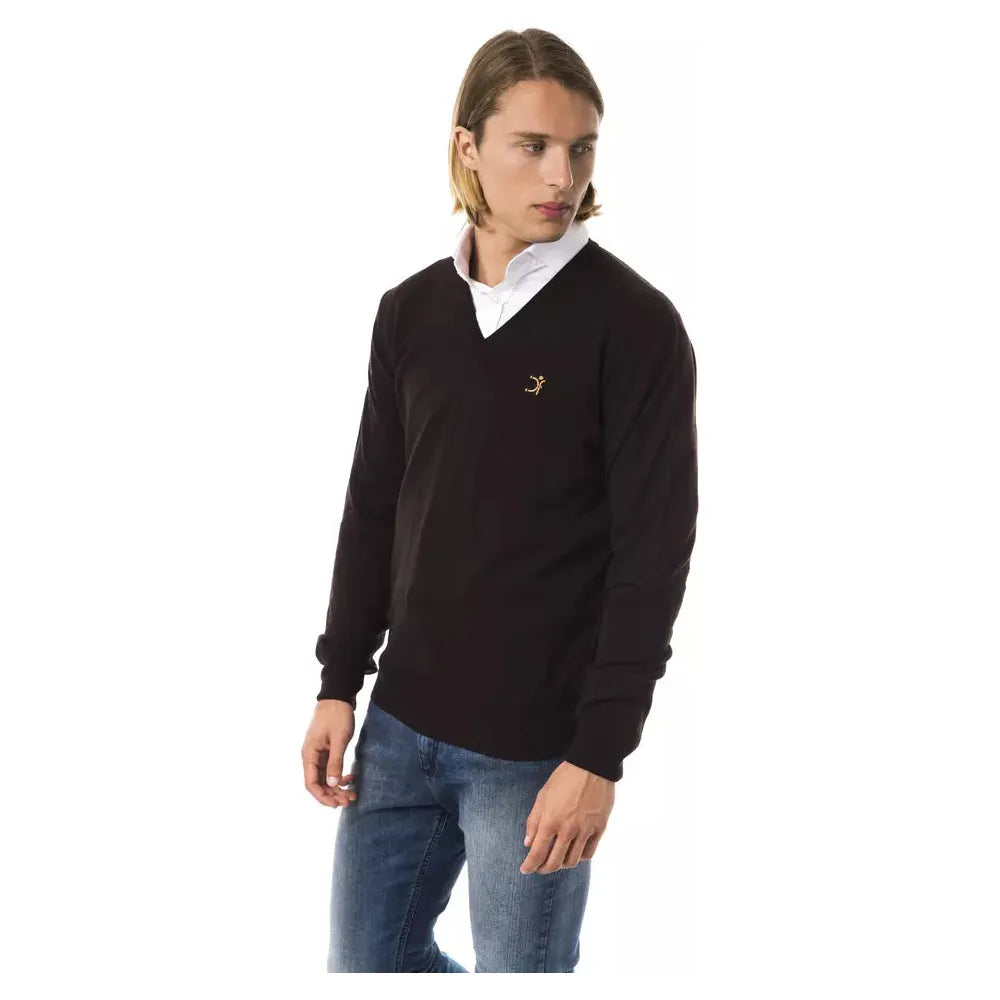 Uominitaliani Brown Merino Wool Sweater for Sophistication