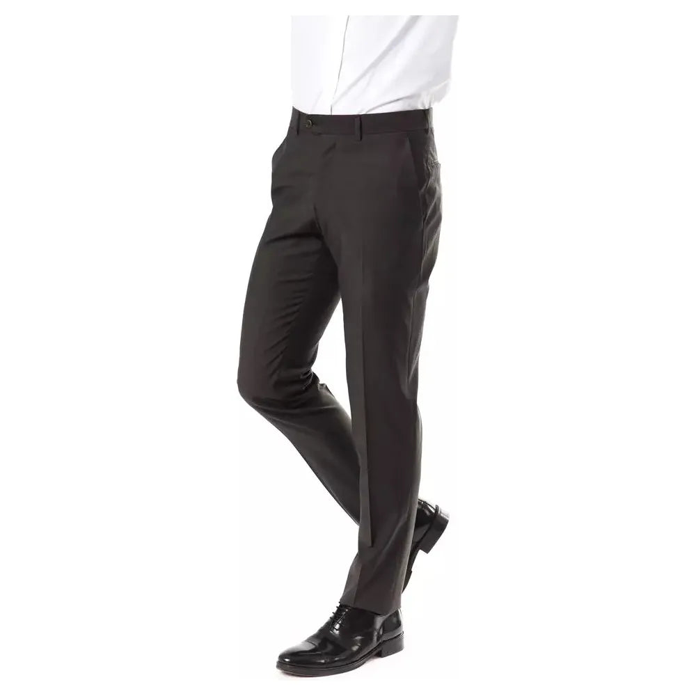Uominitaliani Gray Wool Suit Pant for Timeless Elegance