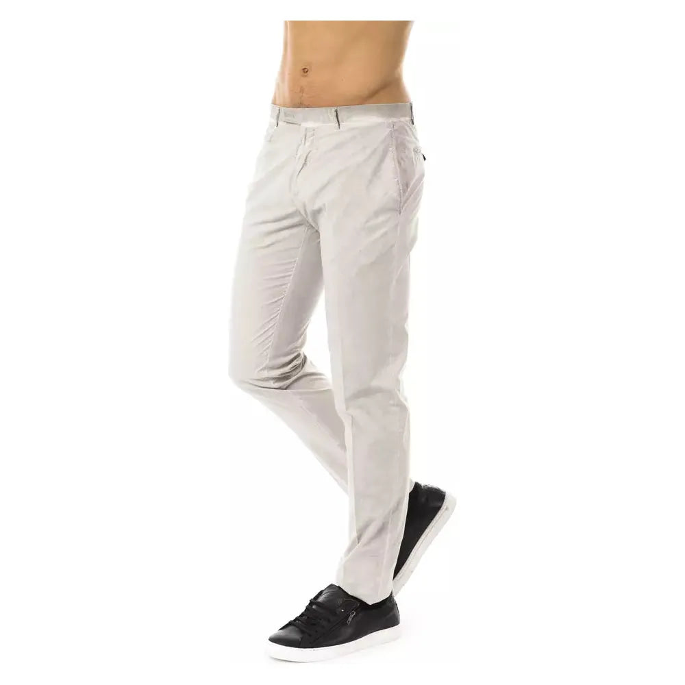 Uominitaliani Gray Cotton Casual Pant for Timeless Elegance