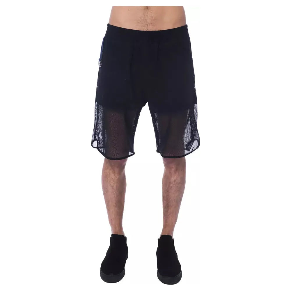 Nicolo Tonetto Black Cotton Tailored Short with Unique Hem Detail