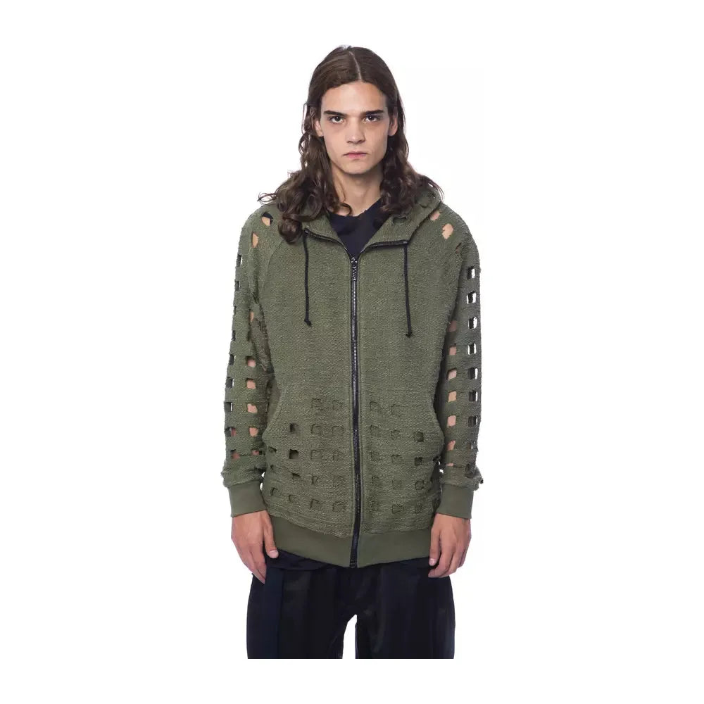 Nicolo Tonetto Army Cotton Sweater with Zip Closure