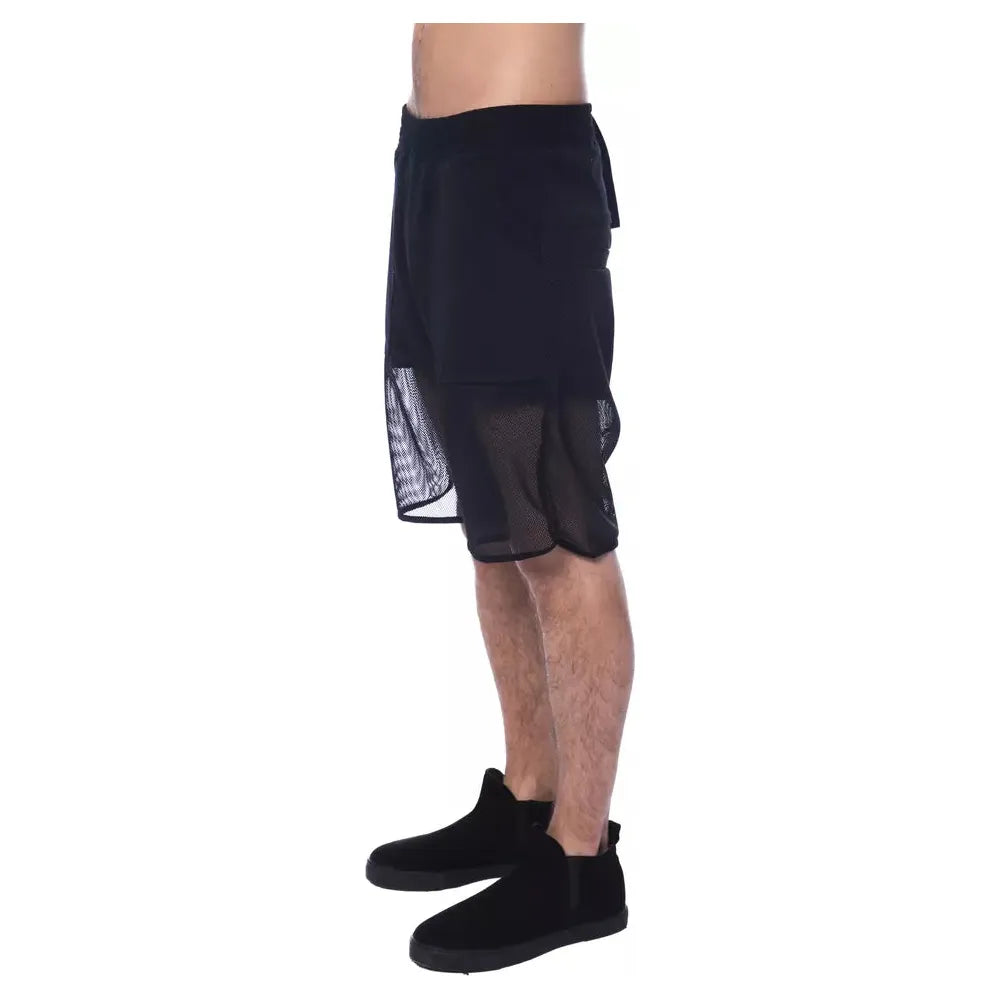 Nicolo Tonetto Black Cotton Tailored Short with Unique Hem Detail