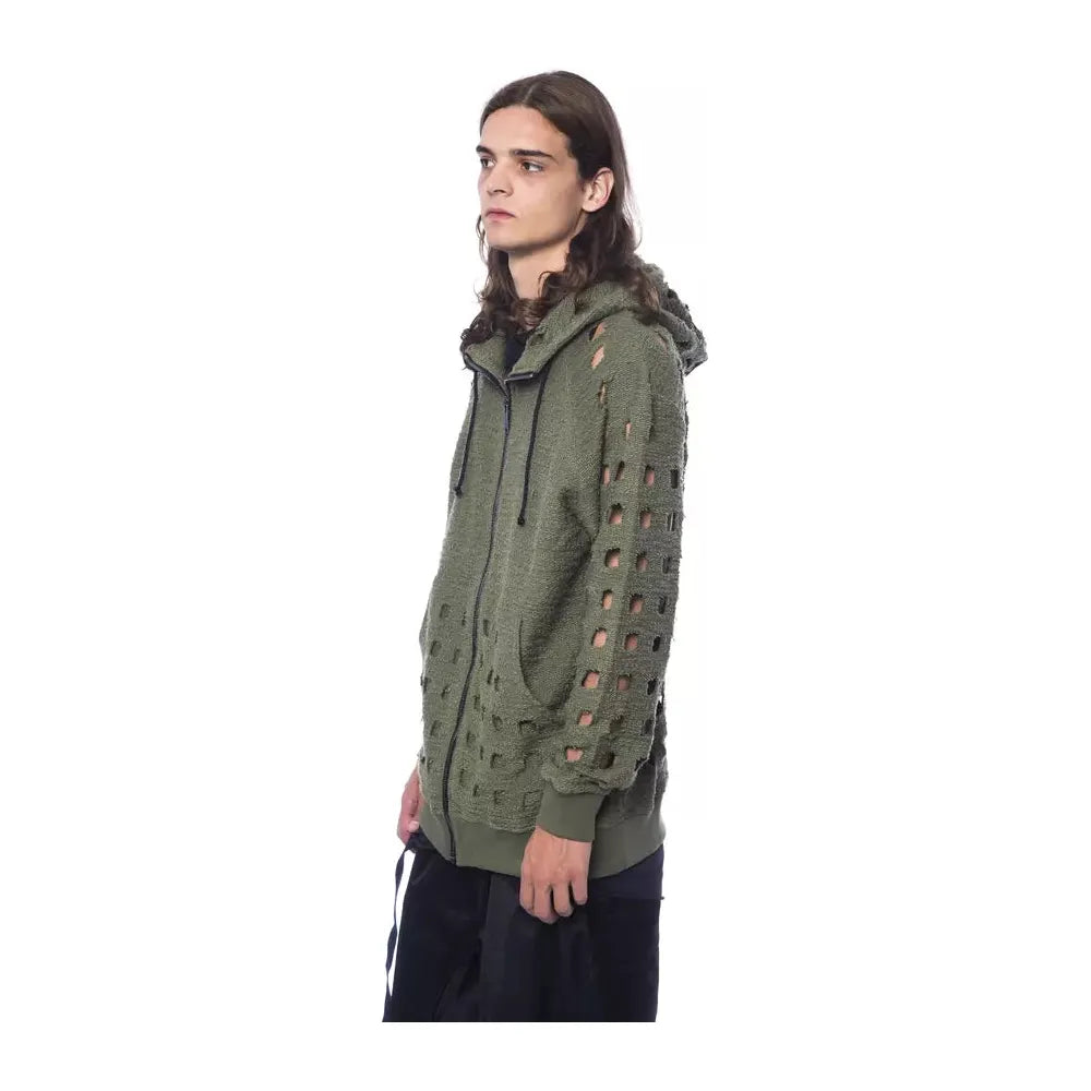 Nicolo Tonetto Army Cotton Sweater with Zip Closure