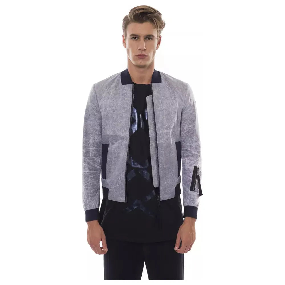 Nicolo Tonetto Gray Cotton Bomber Jacket for Modern Elegance
