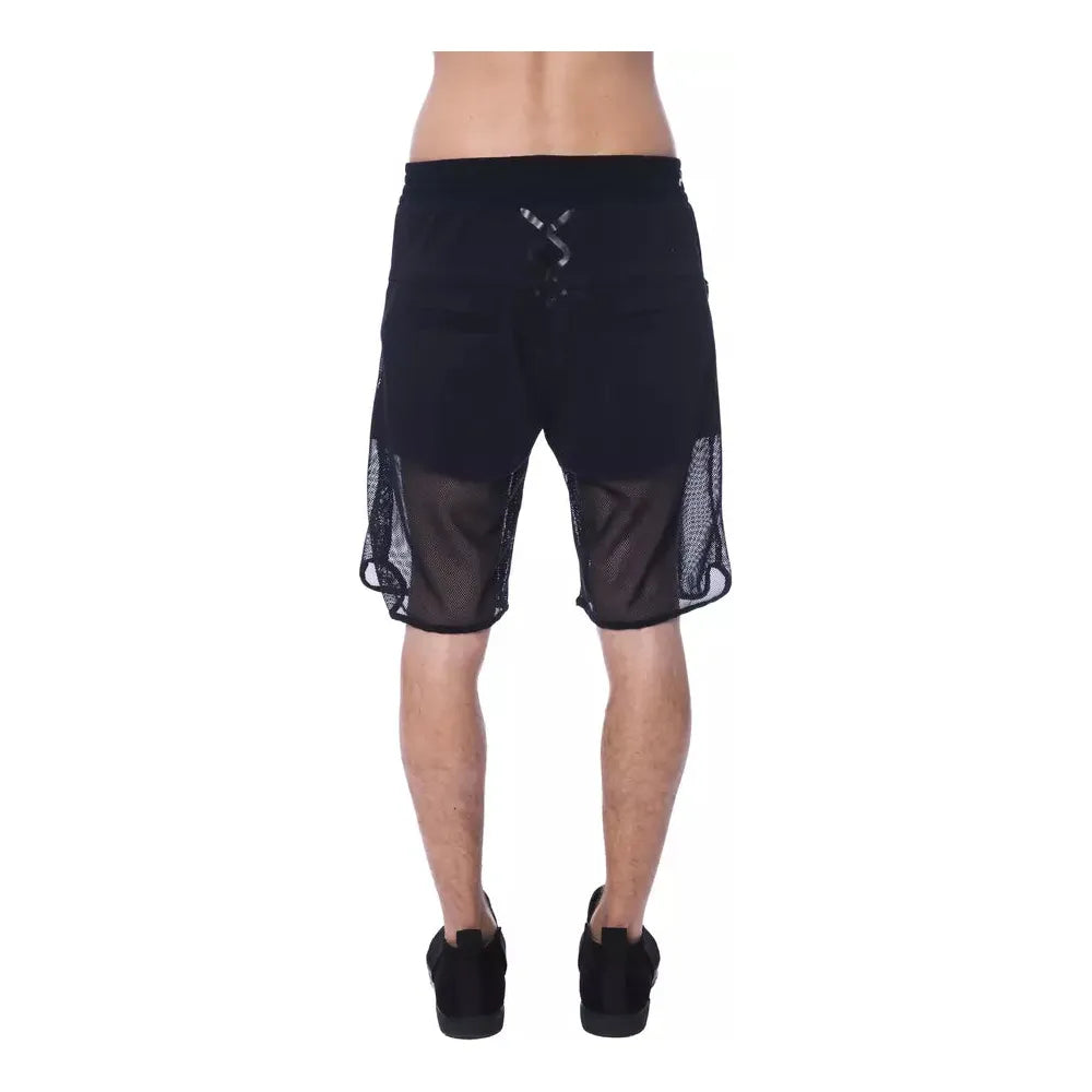 Nicolo Tonetto Black Cotton Tailored Short with Unique Hem Detail