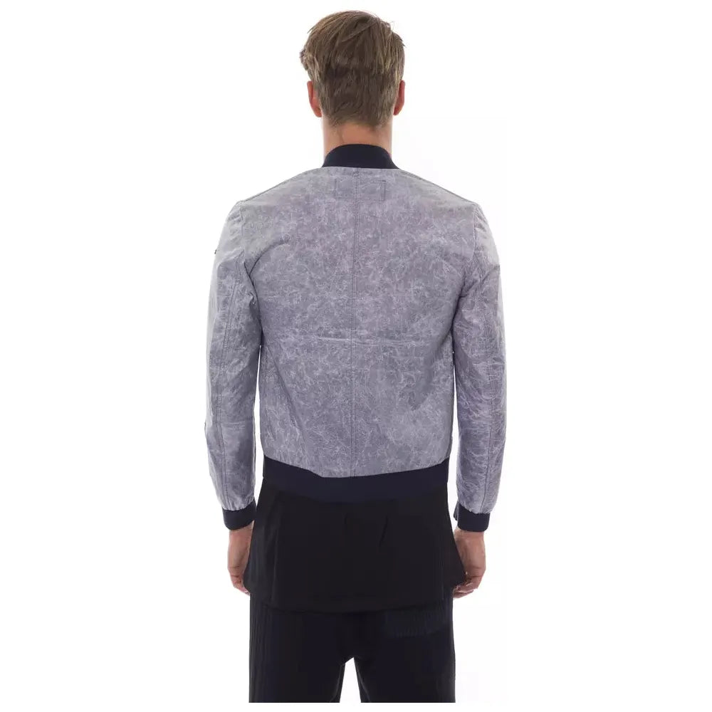 Nicolo Tonetto Gray Cotton Bomber Jacket for Modern Elegance