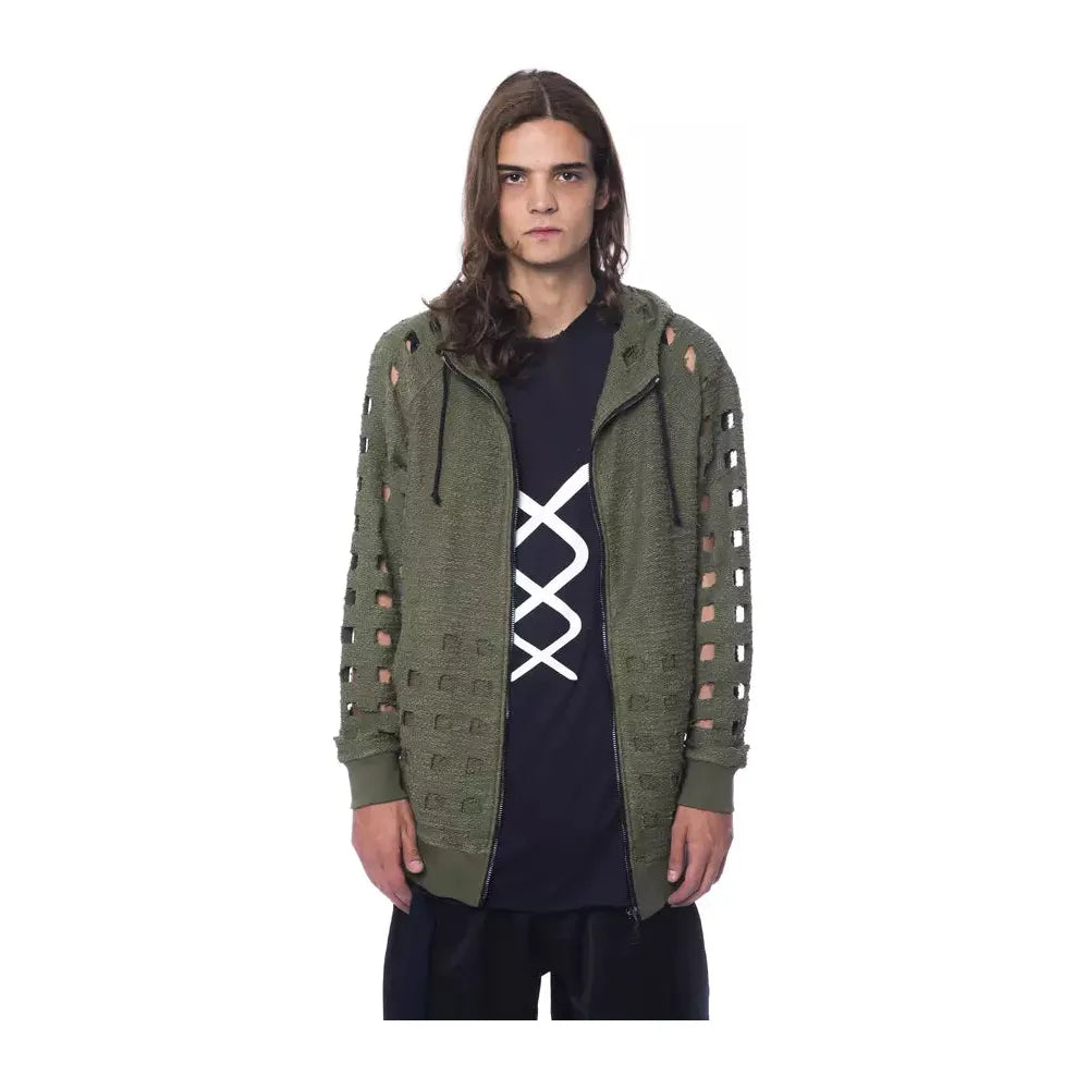 Nicolo Tonetto Army Cotton Sweater with Zip Closure