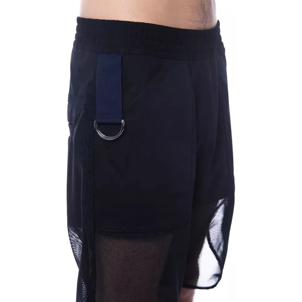 Nicolo Tonetto Black Cotton Tailored Short with Unique Hem Detail