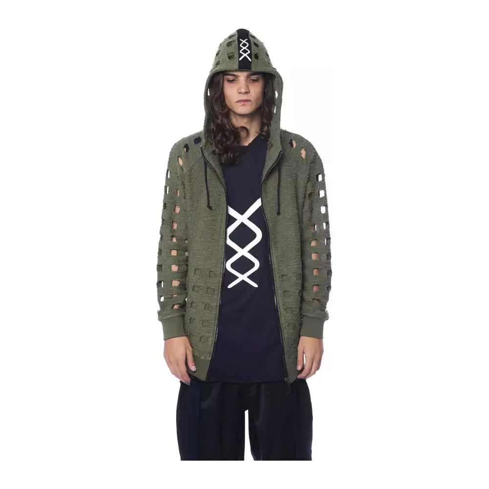 Nicolo Tonetto Army Cotton Sweater with Zip Closure