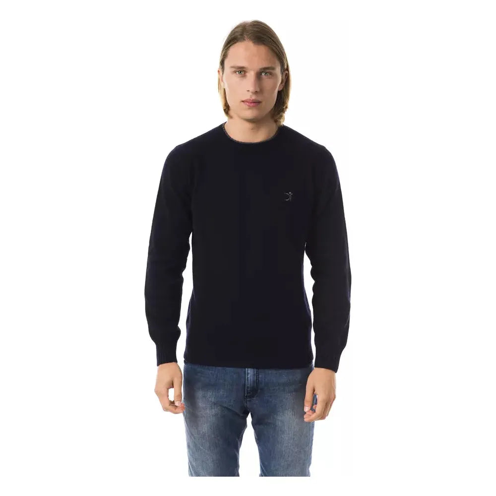 Uominitaliani Blue Merino Wool Sweater for Timeless Elegance