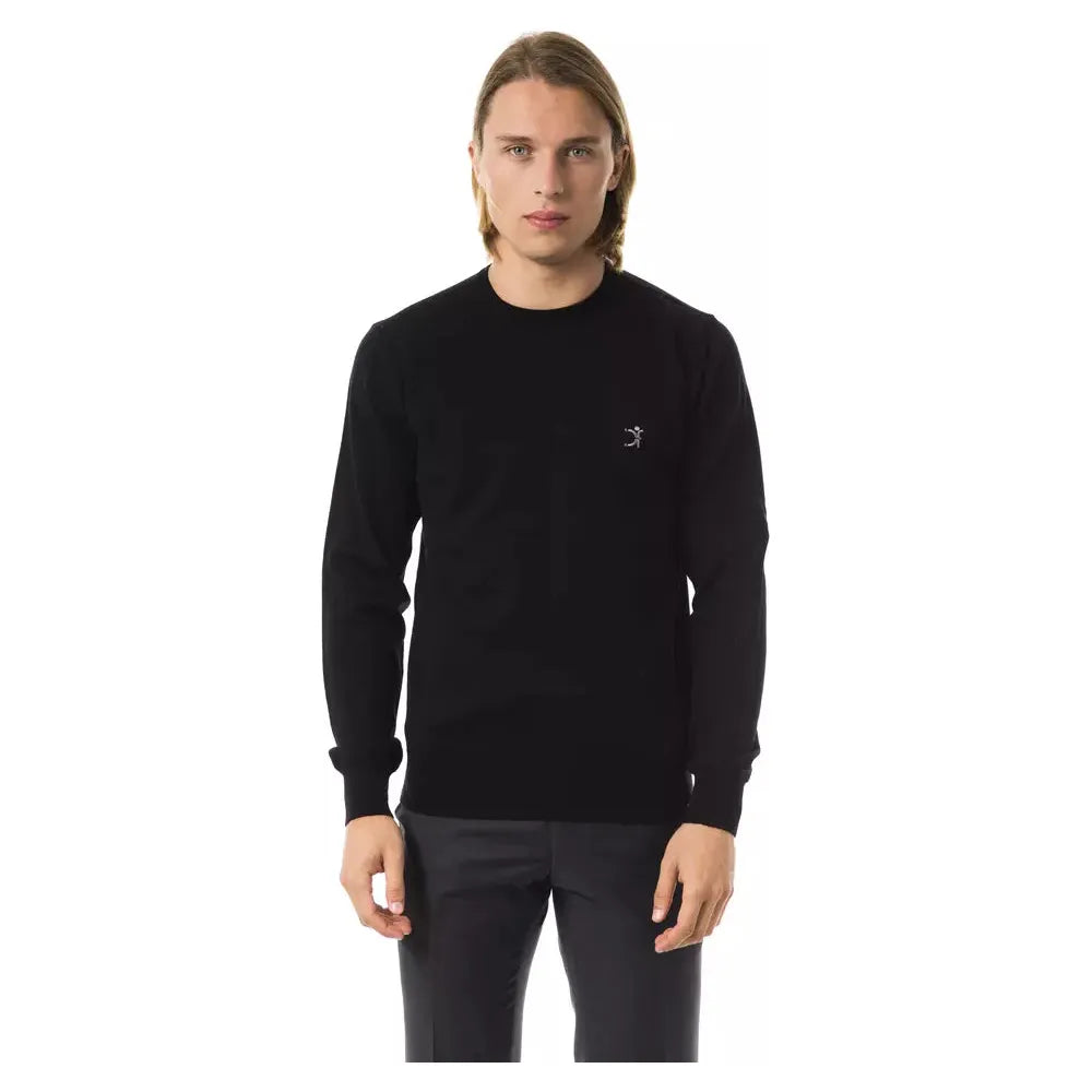 Uominitaliani Black Merino Wool Sweater for Elevated Style
