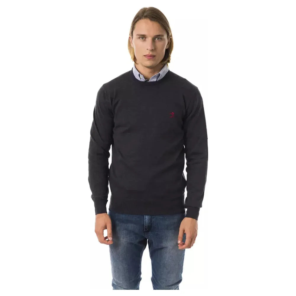 Uominitaliani Gray Merino Wool Sweater for Elevated Style