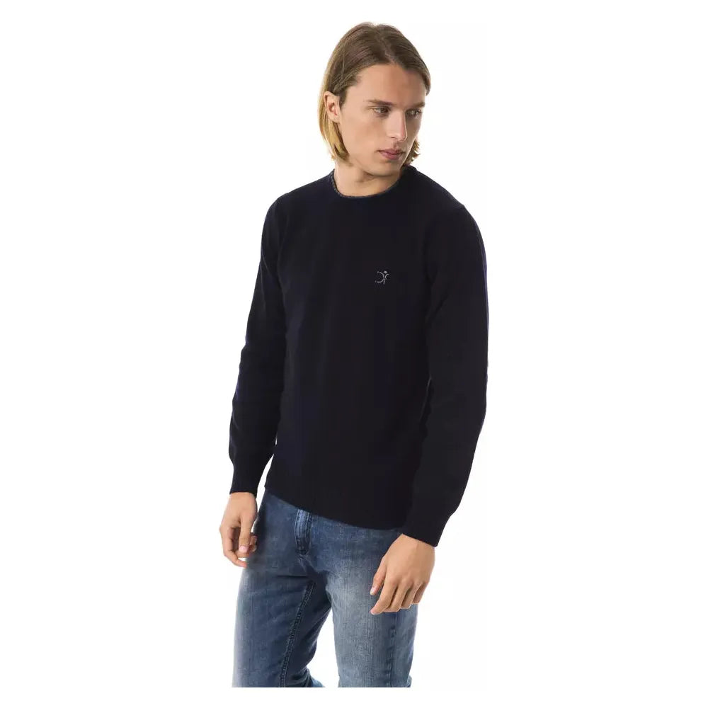 Uominitaliani Blue Merino Wool Sweater for Timeless Elegance