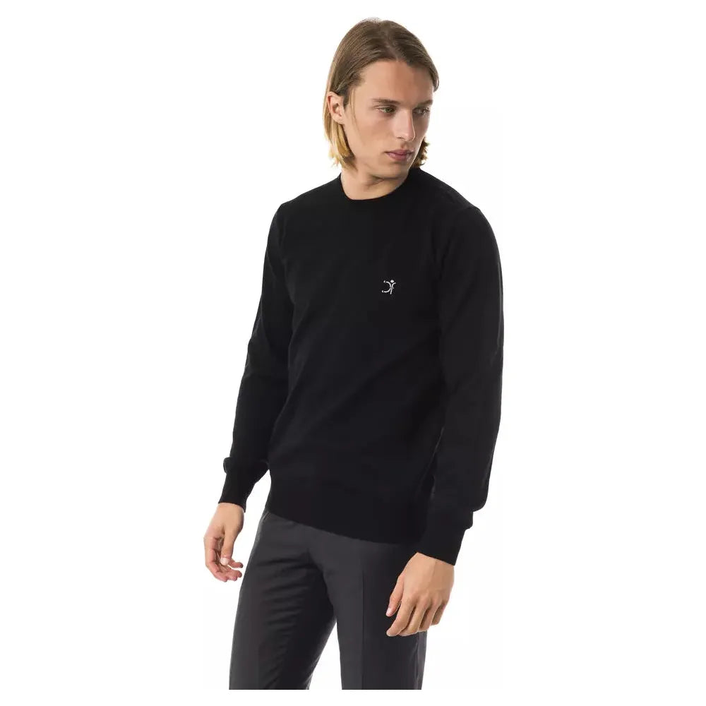 Uominitaliani Black Merino Wool Sweater for Elevated Style