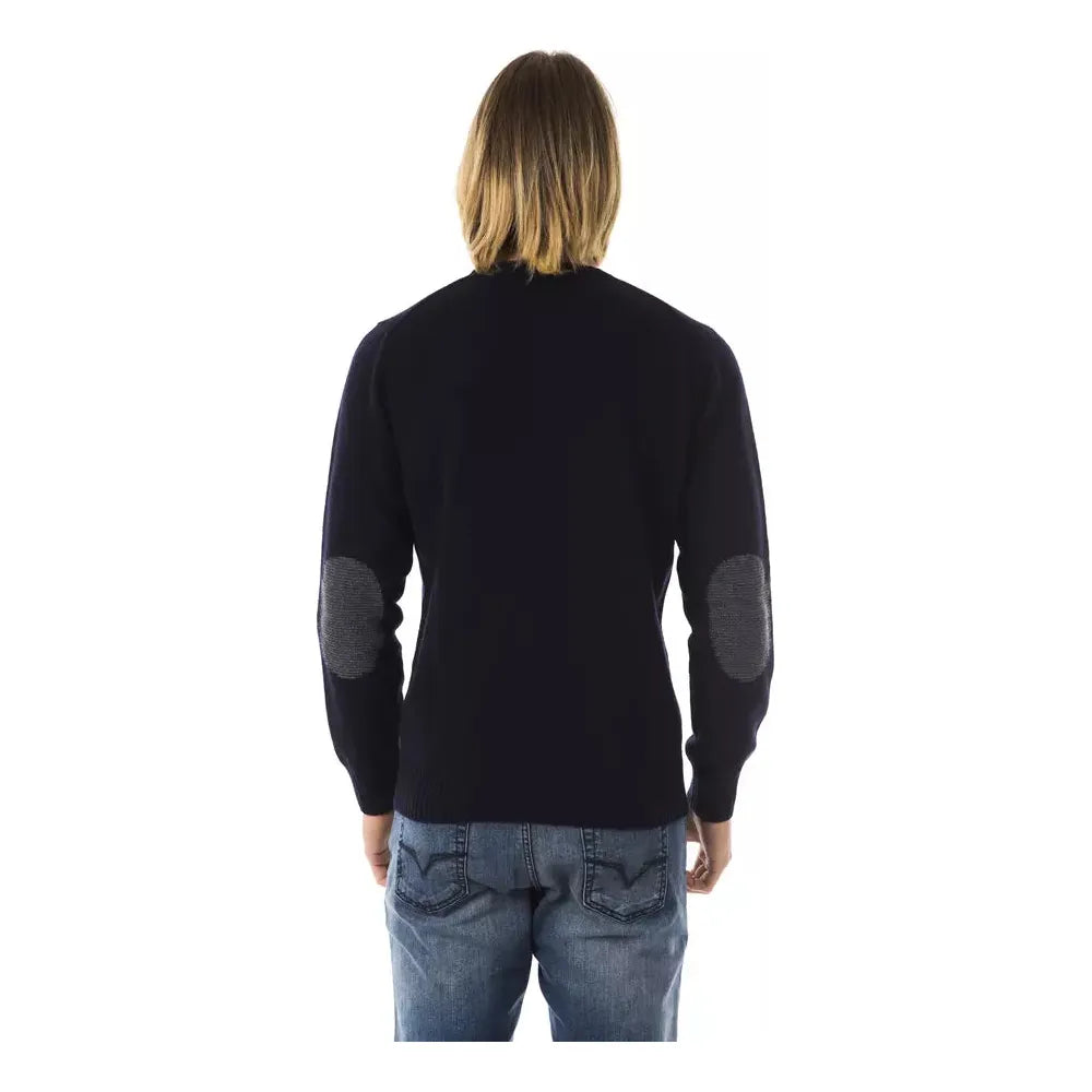 Uominitaliani Blue Merino Wool Sweater for Timeless Elegance