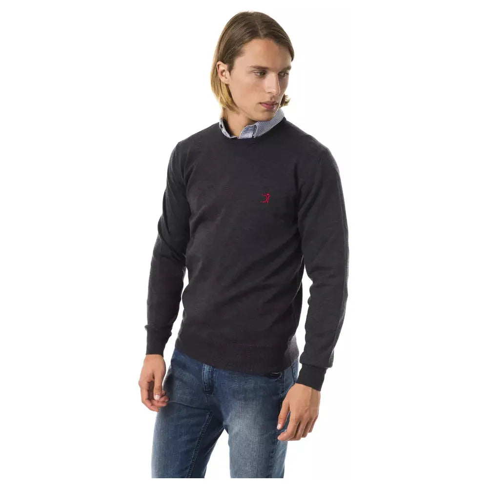 Uominitaliani Gray Merino Wool Sweater for Elevated Style