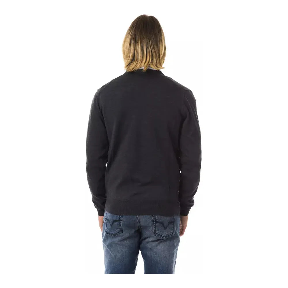 Uominitaliani Gray Merino Wool Sweater for Timeless Elegance