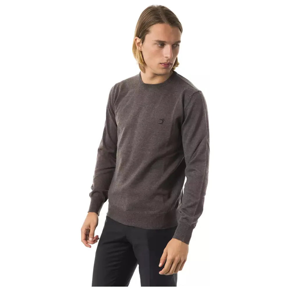 Uominitaliani Gray Merino Wool Sweater for Effortless Elegance