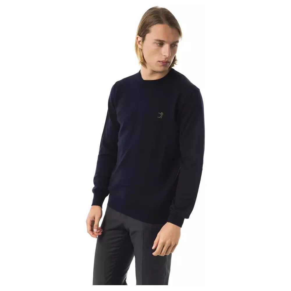 Uominitaliani Blue Merino Wool Sweater - Timeless Elegance